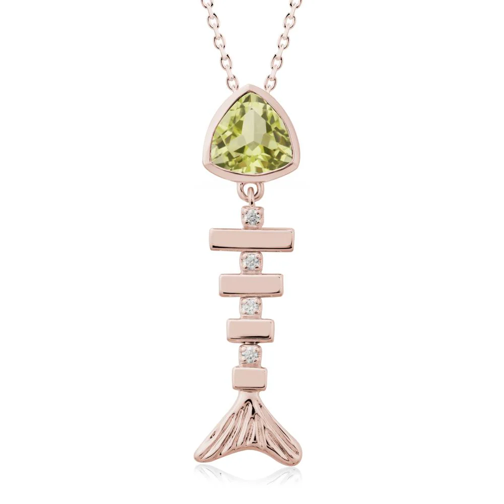Motion Fishbone Lemon Quartz Pendant Necklace - Image 2