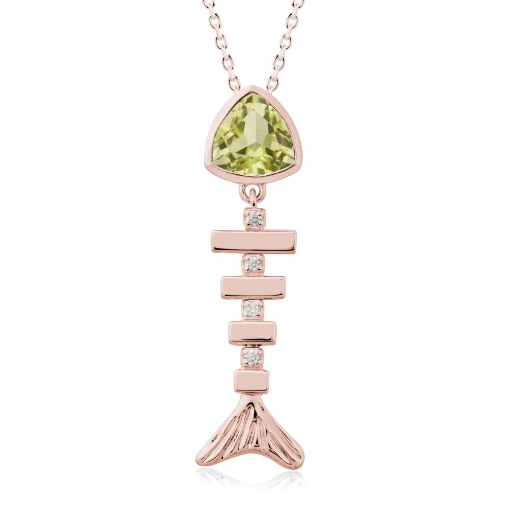 Motion Fishbone Lemon Quartz Pendant Necklace - Image 5