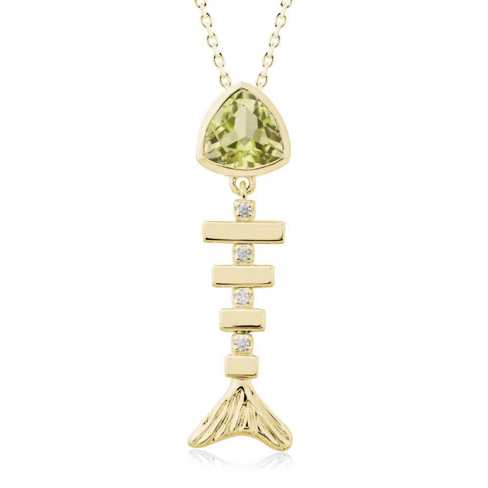 Motion Fishbone Lemon Quartz Pendant Necklace - Image 7