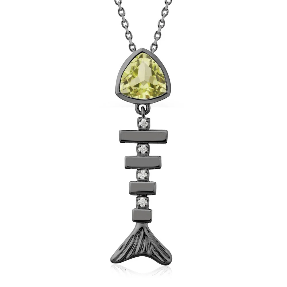 Motion Fishbone Lemon Quartz Pendant Necklace - Image 8