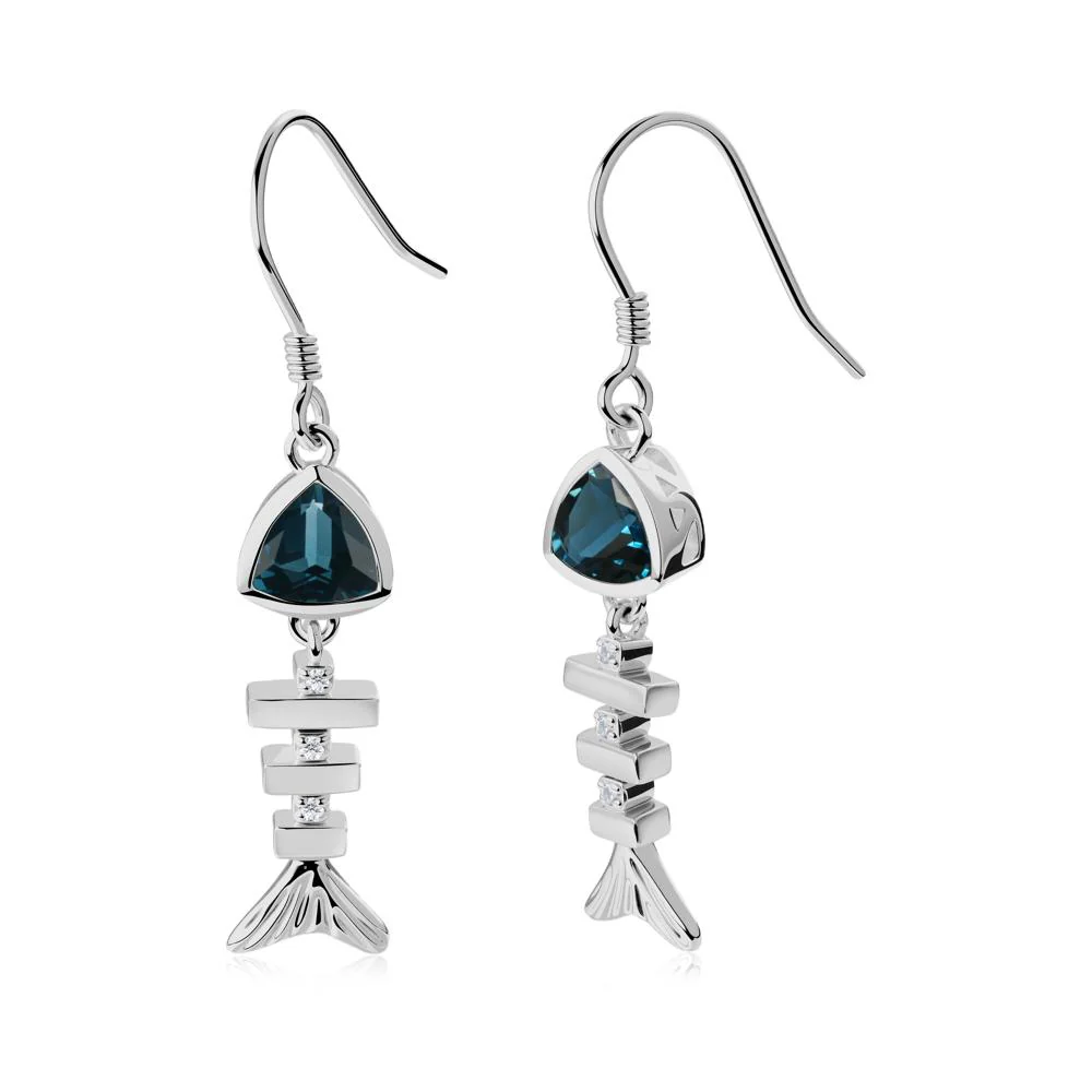 Motion Fishbone London Blue Topaz French Hook Earrings - Image 2