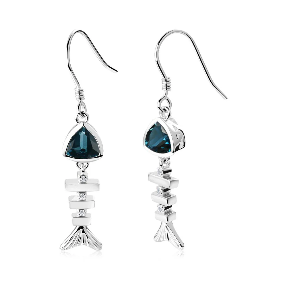 Motion Fishbone London Blue Topaz French Hook Earrings - Image 4