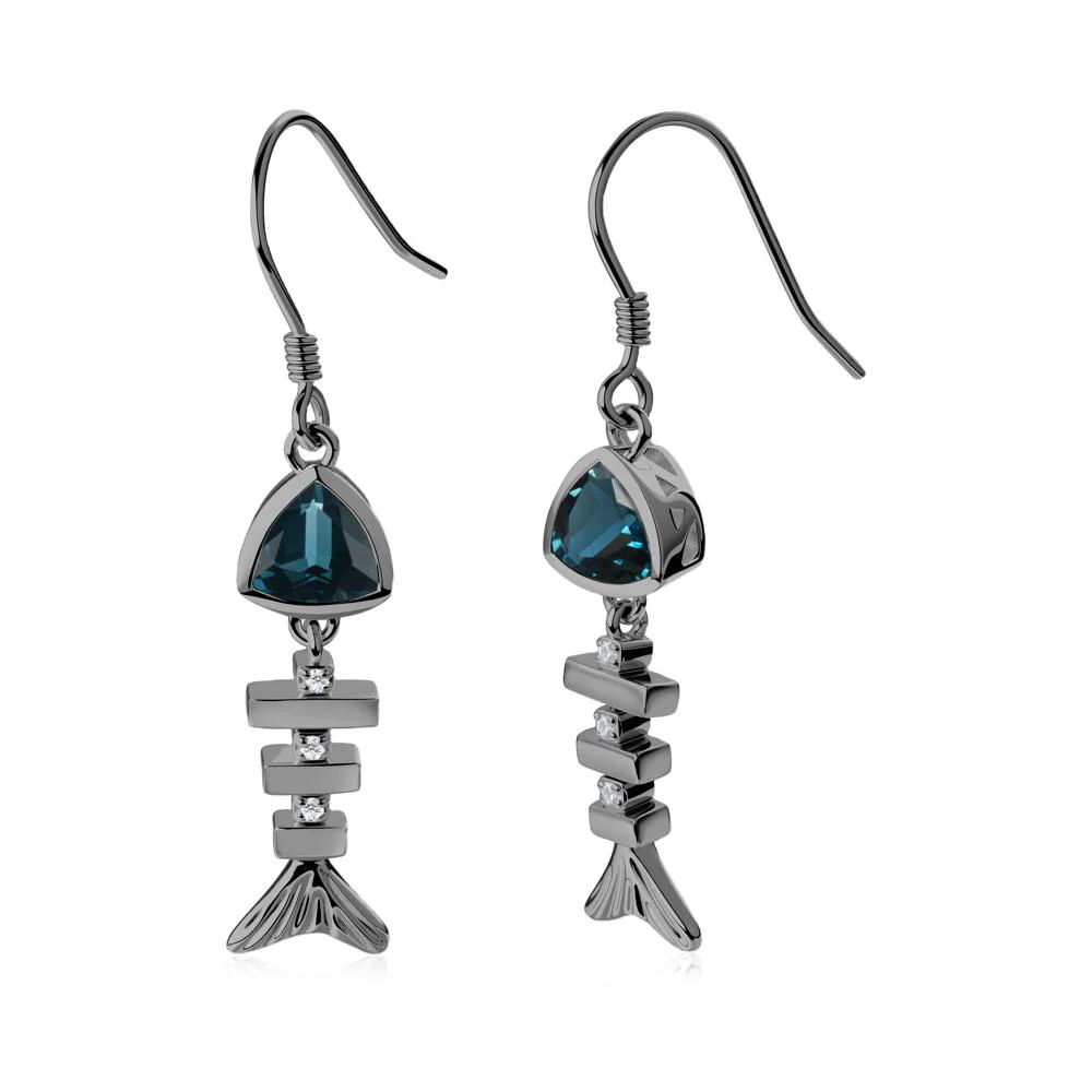 Motion Fishbone London Blue Topaz French Hook Earrings - Image 9