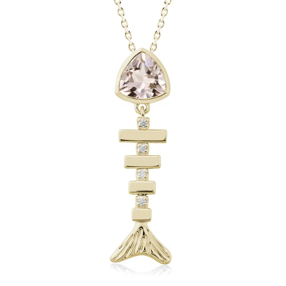 Motion Fishbone Morganite Pendant Necklace - Image 4