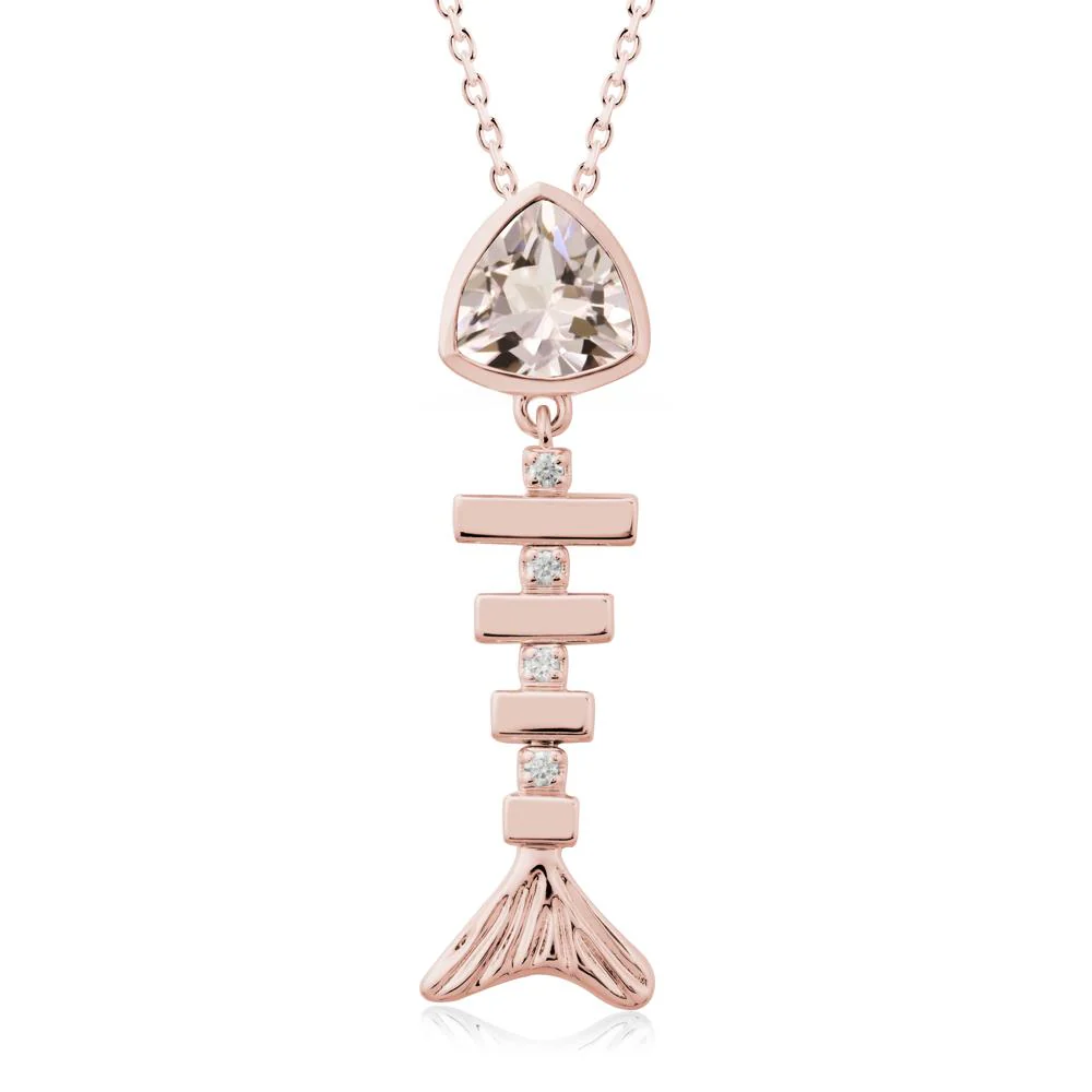 Motion Fishbone Morganite Pendant Necklace - Image 5