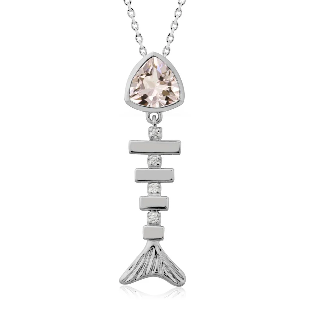 Motion Fishbone Morganite Pendant Necklace - Image 8