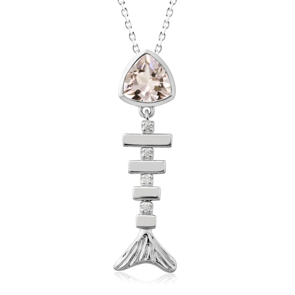 Motion Fishbone Morganite Pendant Necklace - Image 9