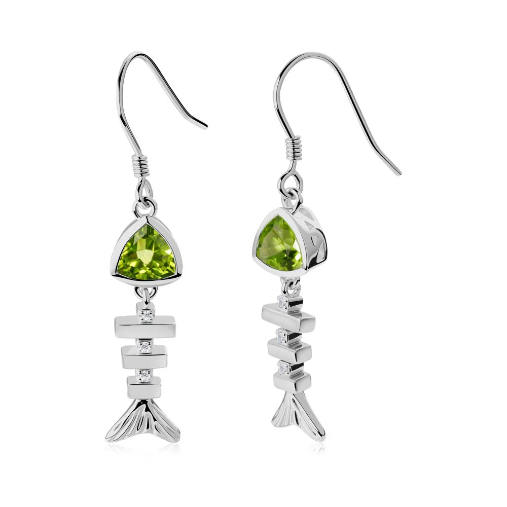 Motion Fishbone Peridot French Hook Earrings