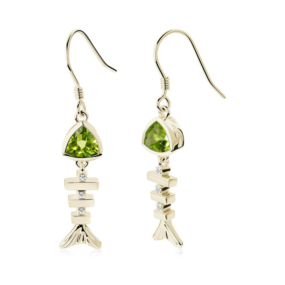 Motion Fishbone Peridot French Hook Earrings - Image 6