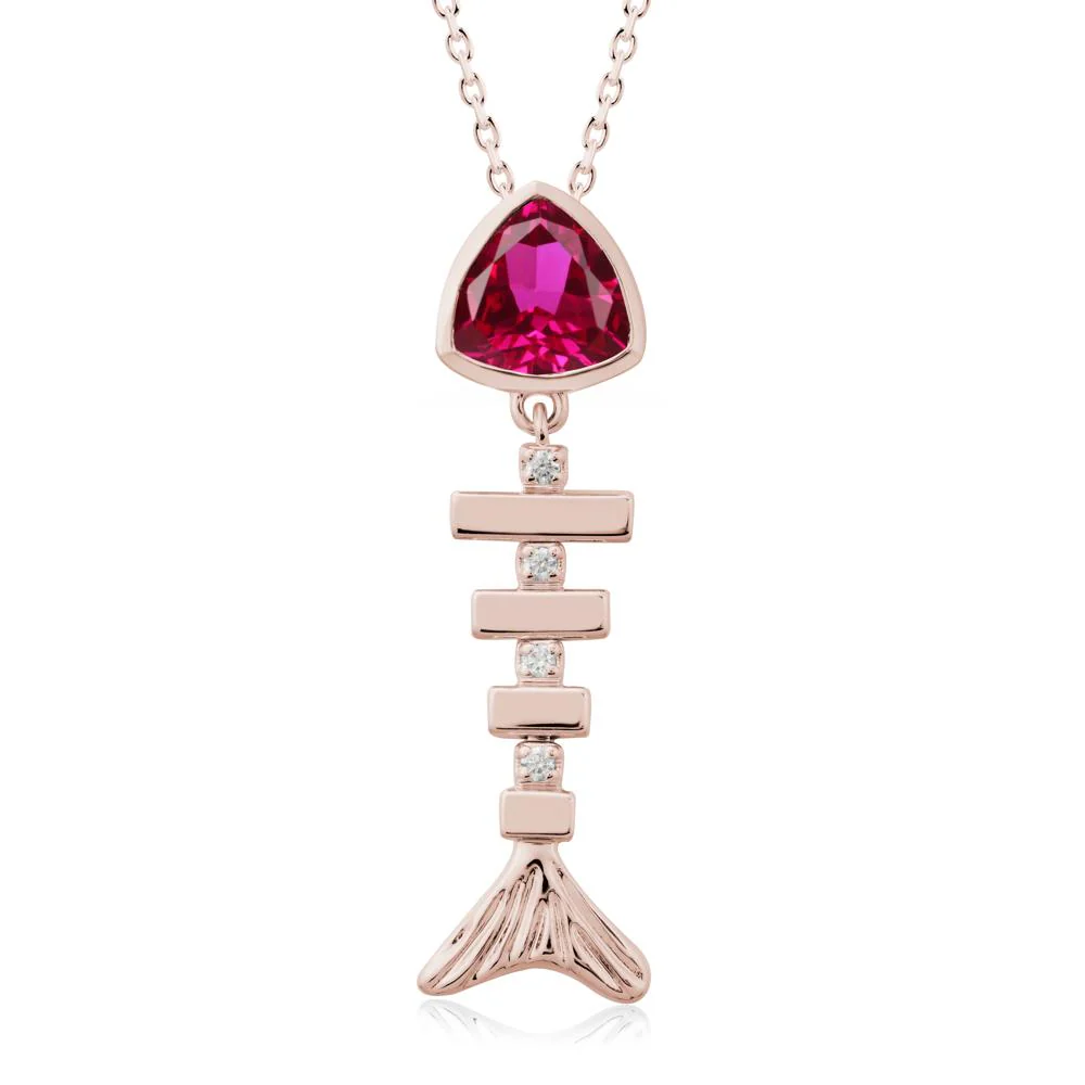 Motion Fishbone Ruby Pendant Necklace - Image 2