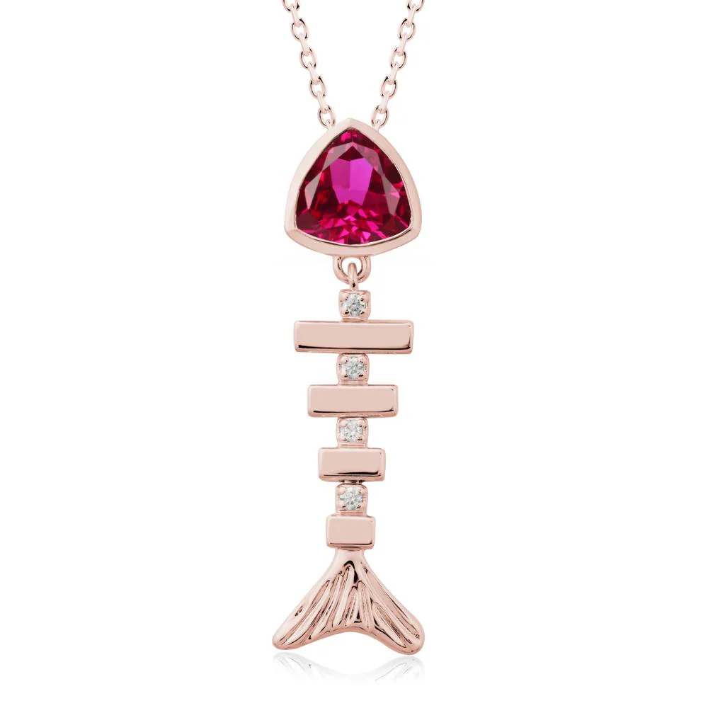 Motion Fishbone Ruby Pendant Necklace - Image 5
