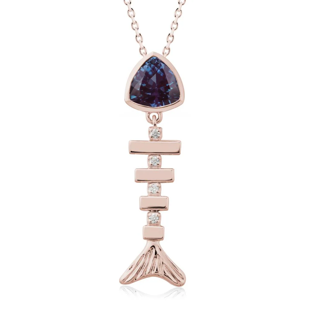 Movable Fishbone Alexandrite Necklace - Image 2