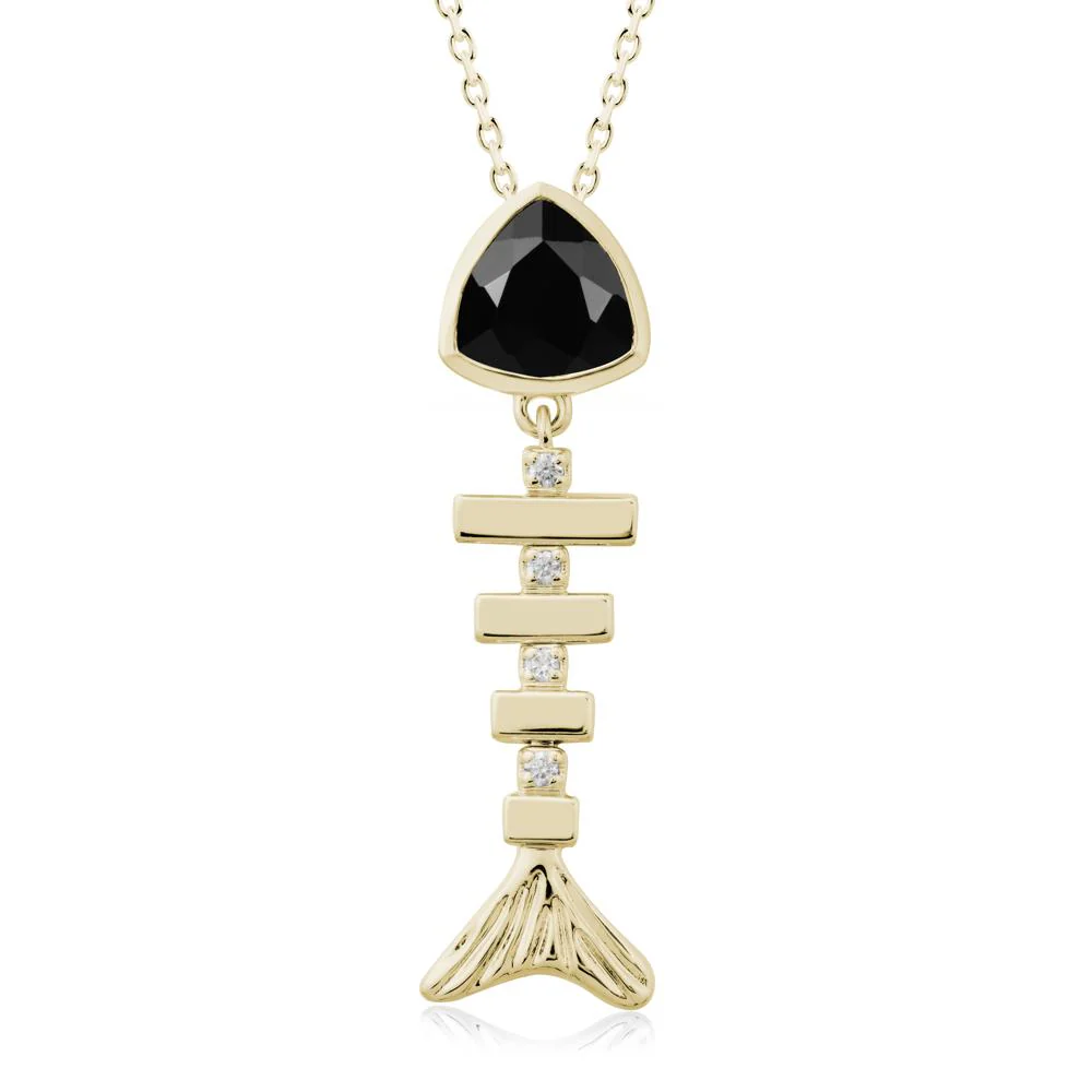 Movable Fishbone Black Spinel Necklace - Image 3