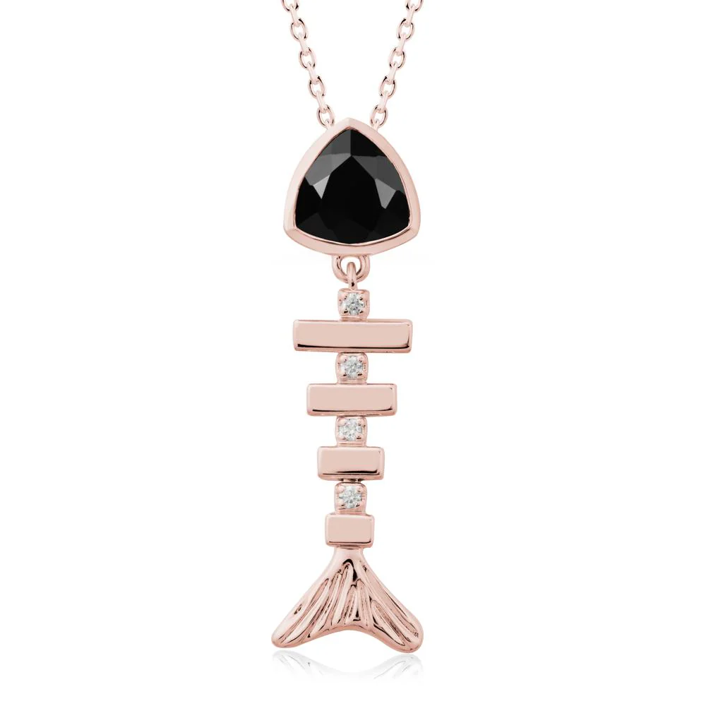 Movable Fishbone Black Spinel Necklace - Image 4