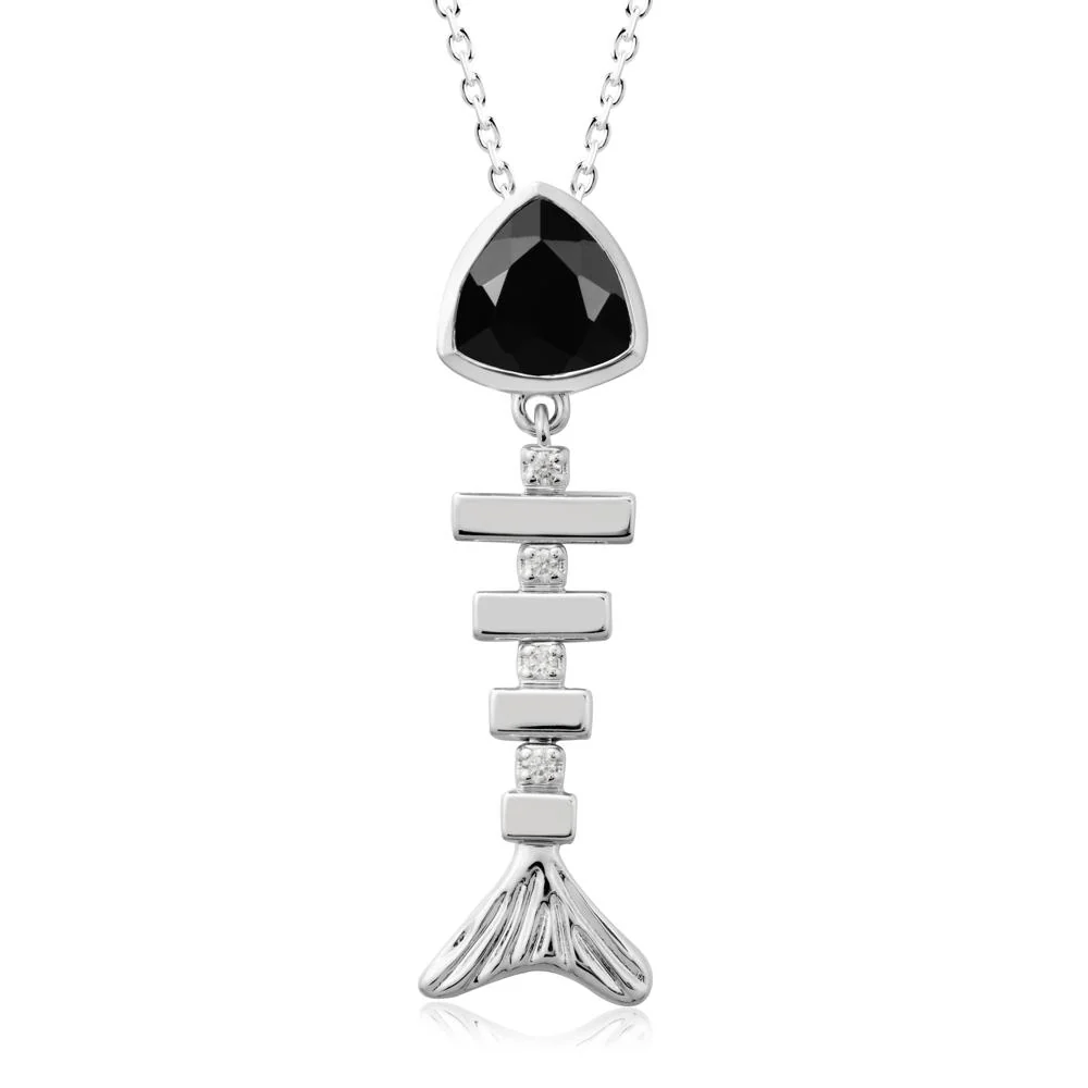 Movable Fishbone Black Spinel Necklace - Image 5