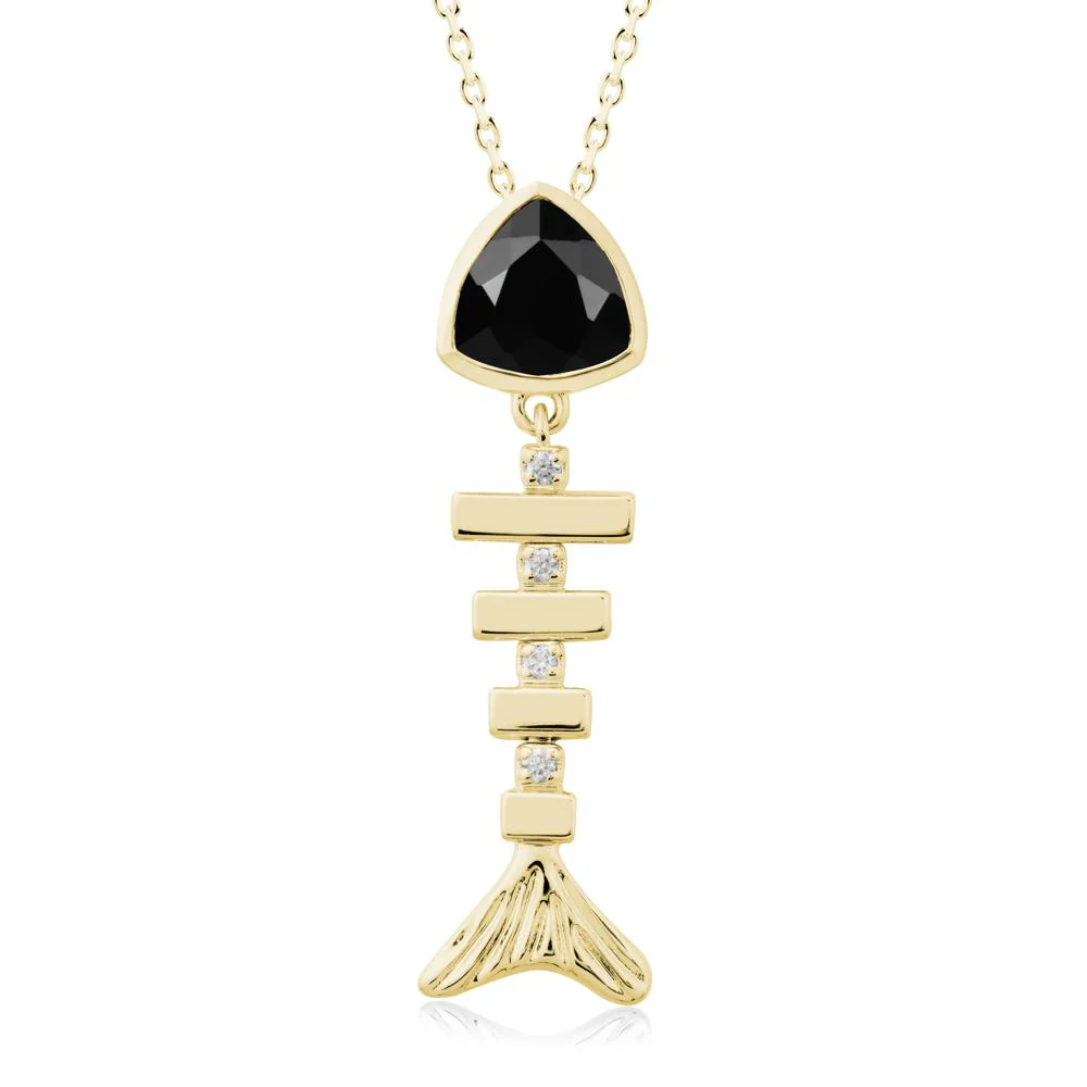 Movable Fishbone Black Spinel Necklace - Image 6