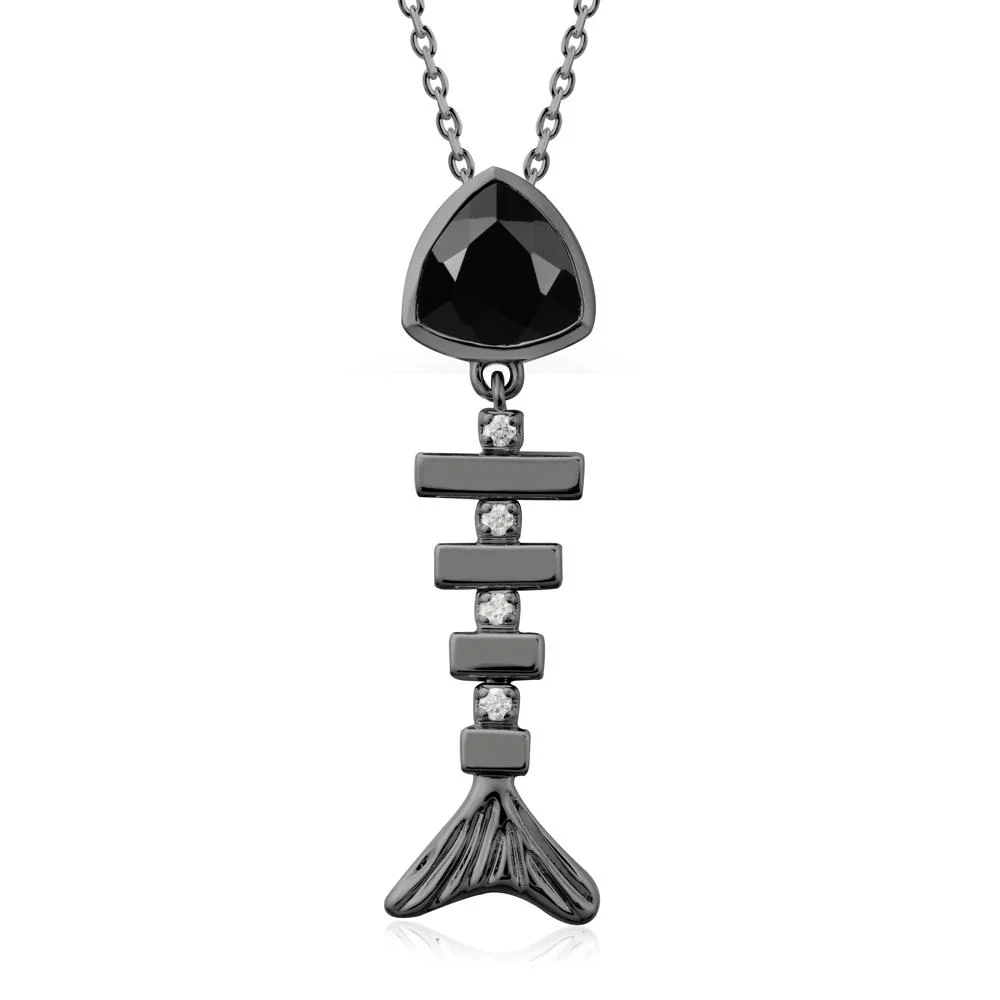 Movable Fishbone Black Spinel Necklace - Image 7