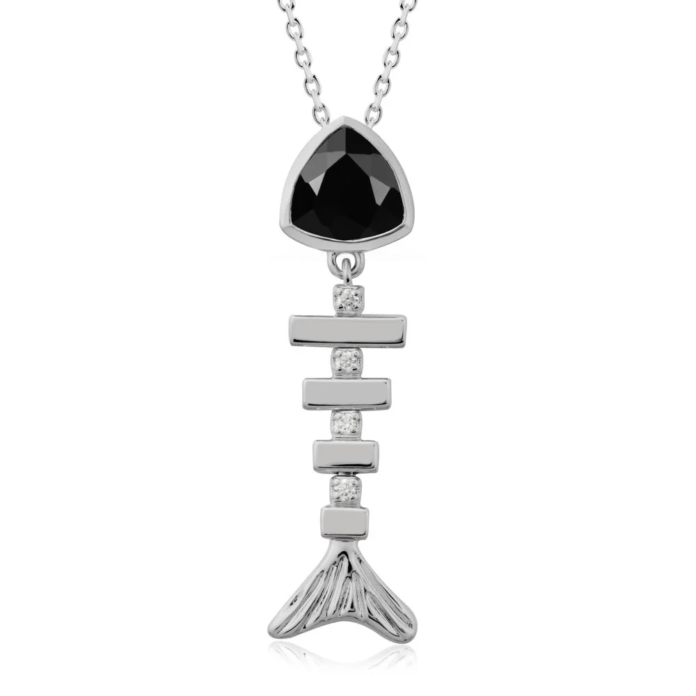 Movable Fishbone Black Spinel Necklace - Image 8