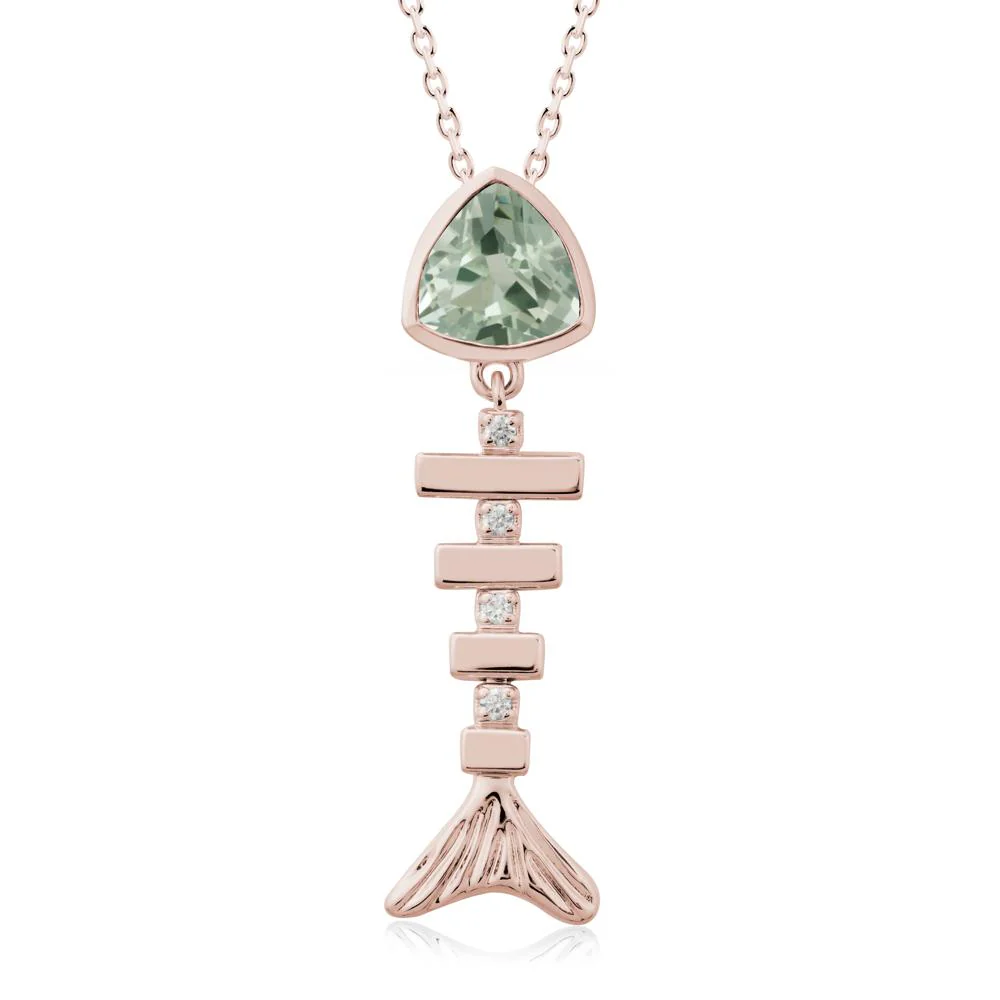 Movable Fishbone Green Amethyst Necklace
