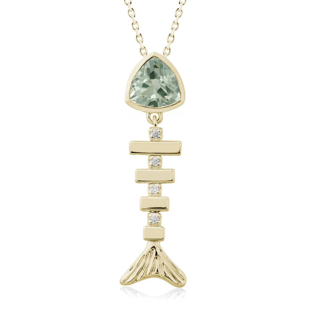 Movable Fishbone Green Amethyst Necklace - Image 3