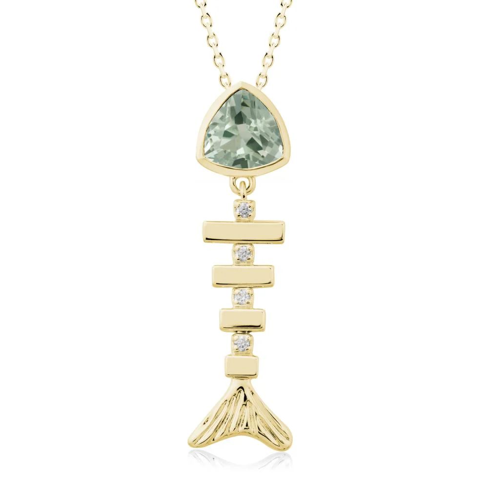 Movable Fishbone Green Amethyst Necklace - Image 6