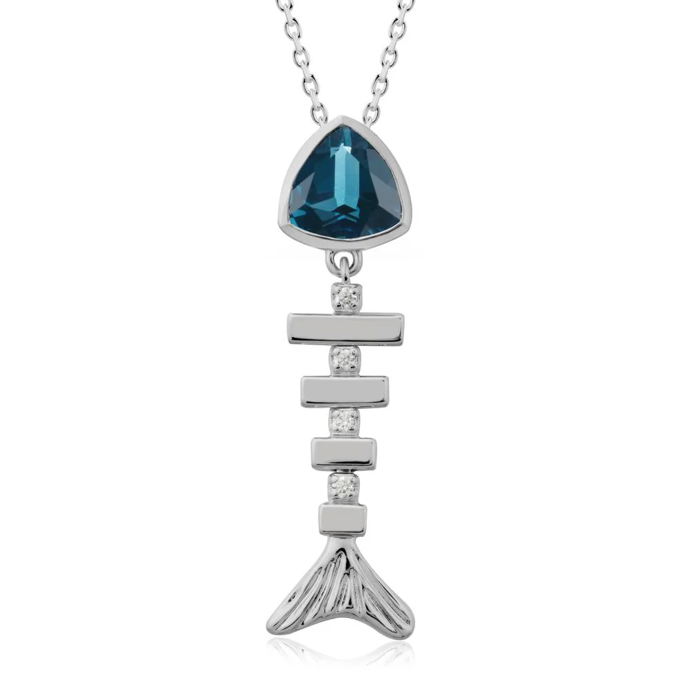Movable Fishbone London Blue Topaz Necklace