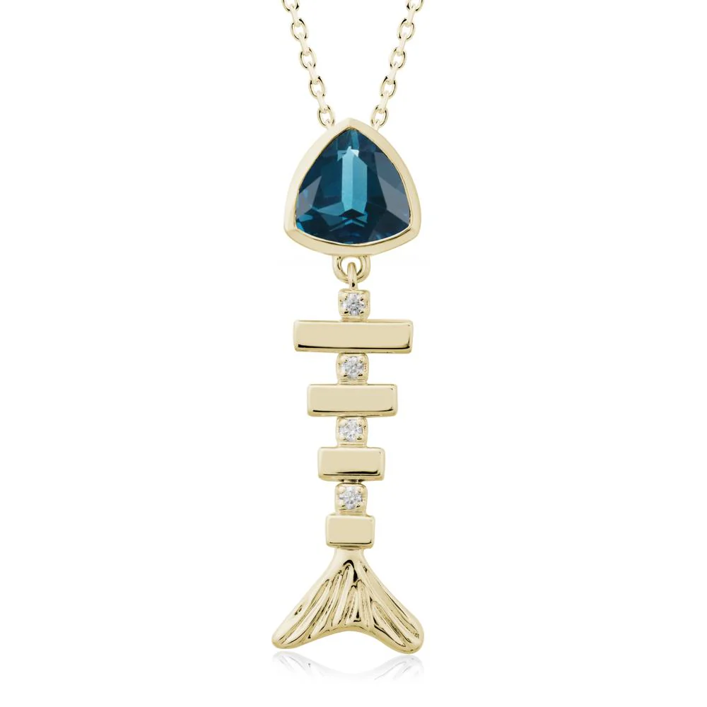Movable Fishbone London Blue Topaz Necklace - Image 4