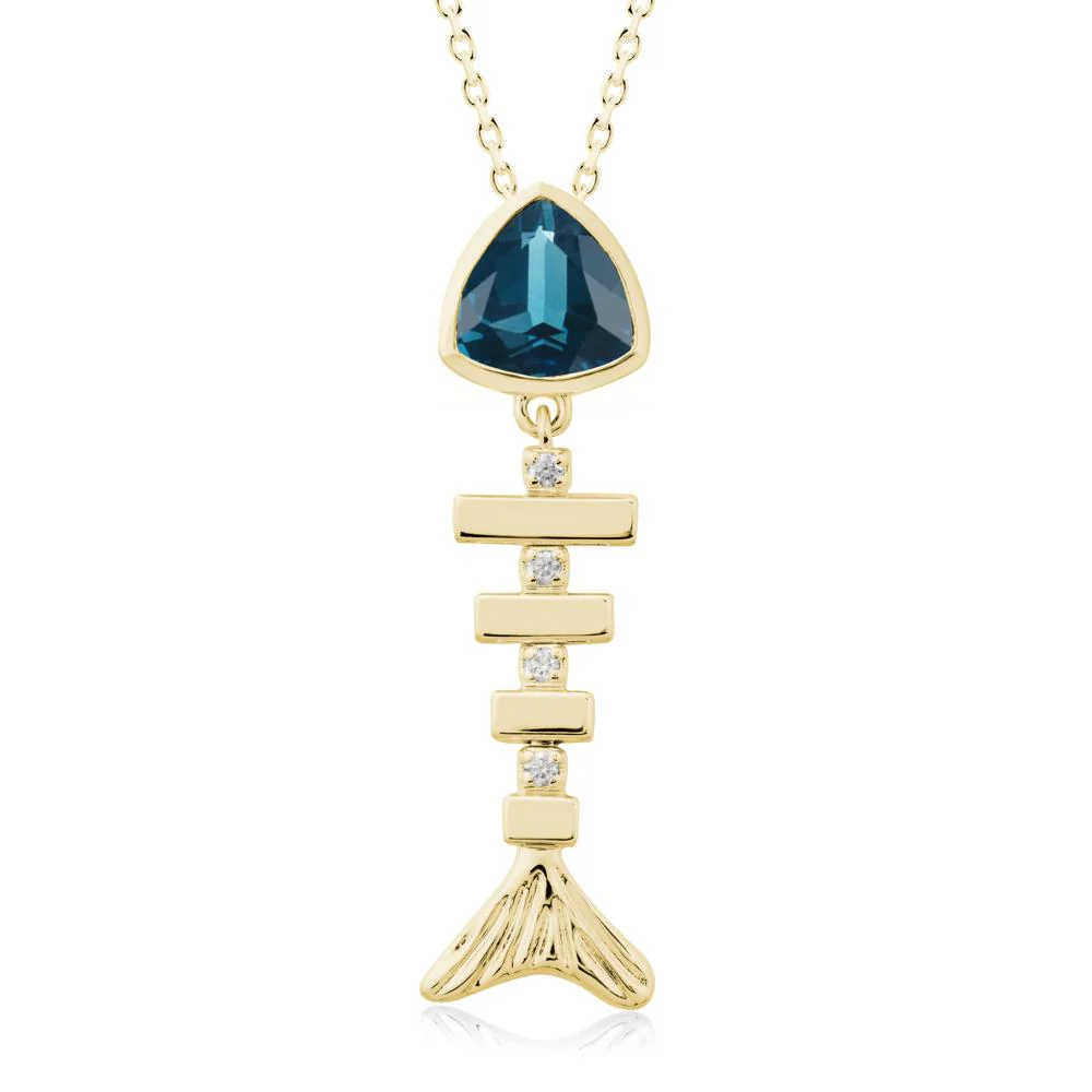 Movable Fishbone London Blue Topaz Necklace - Image 7
