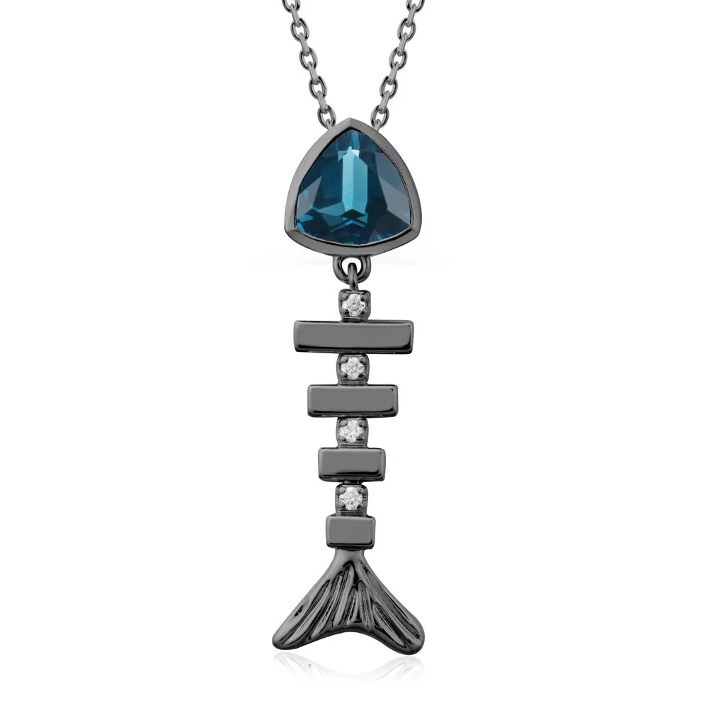Movable Fishbone London Blue Topaz Necklace - Image 8