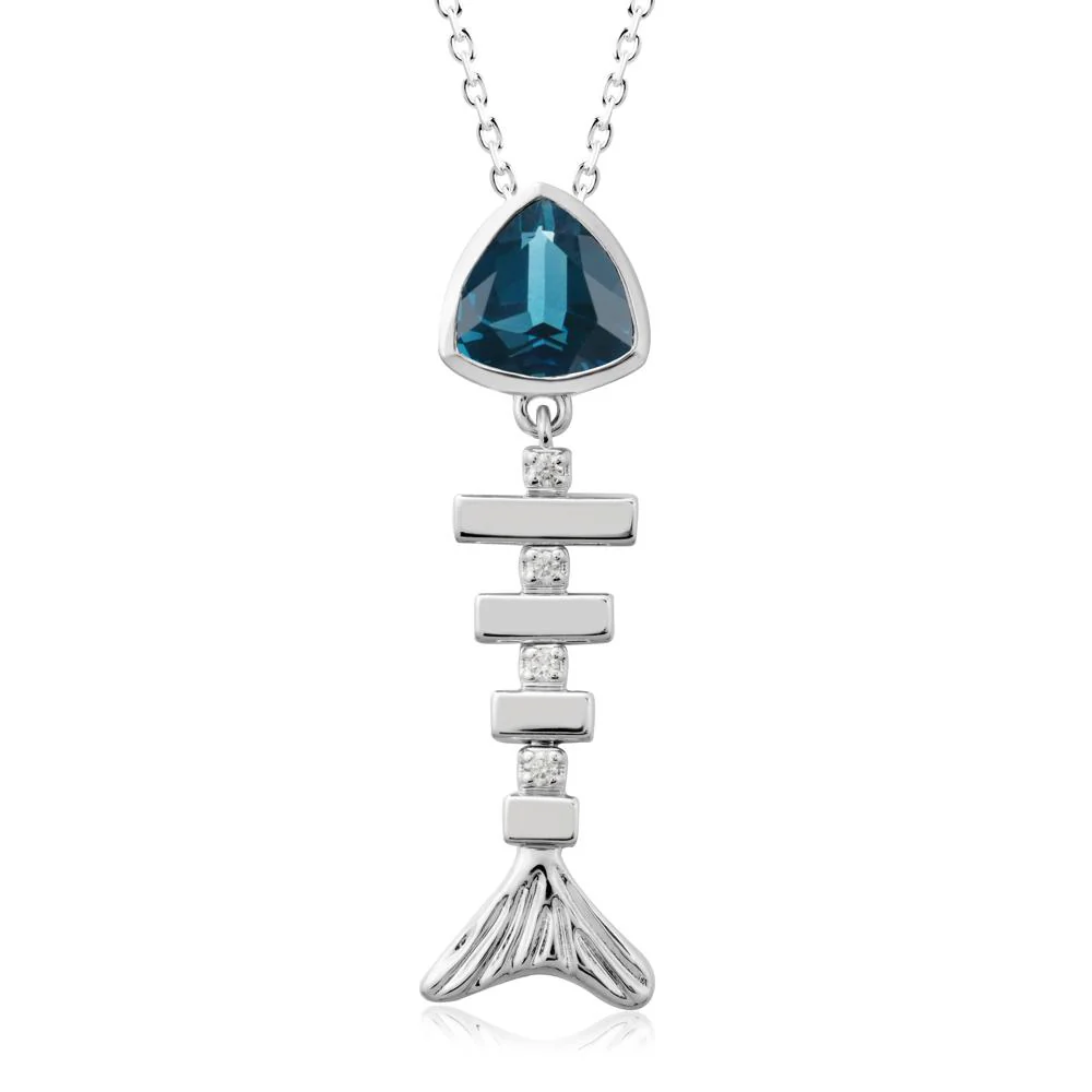 Movable Fishbone London Blue Topaz Necklace - Image 9