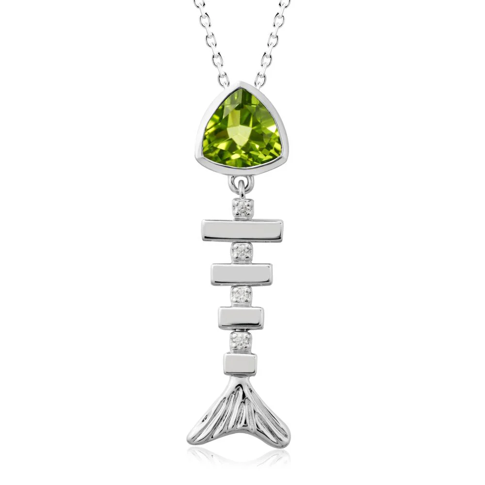 Movable Fishbone Peridot Necklace - Image 3