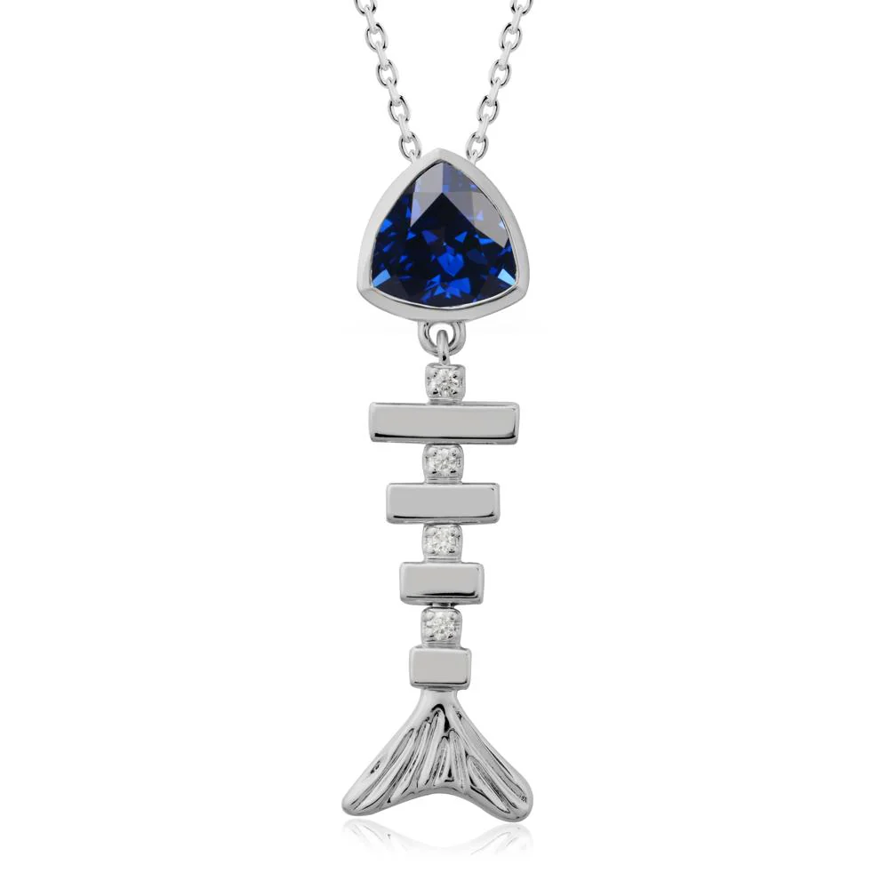 Movable Fishbone Sapphire Necklace - Image 8