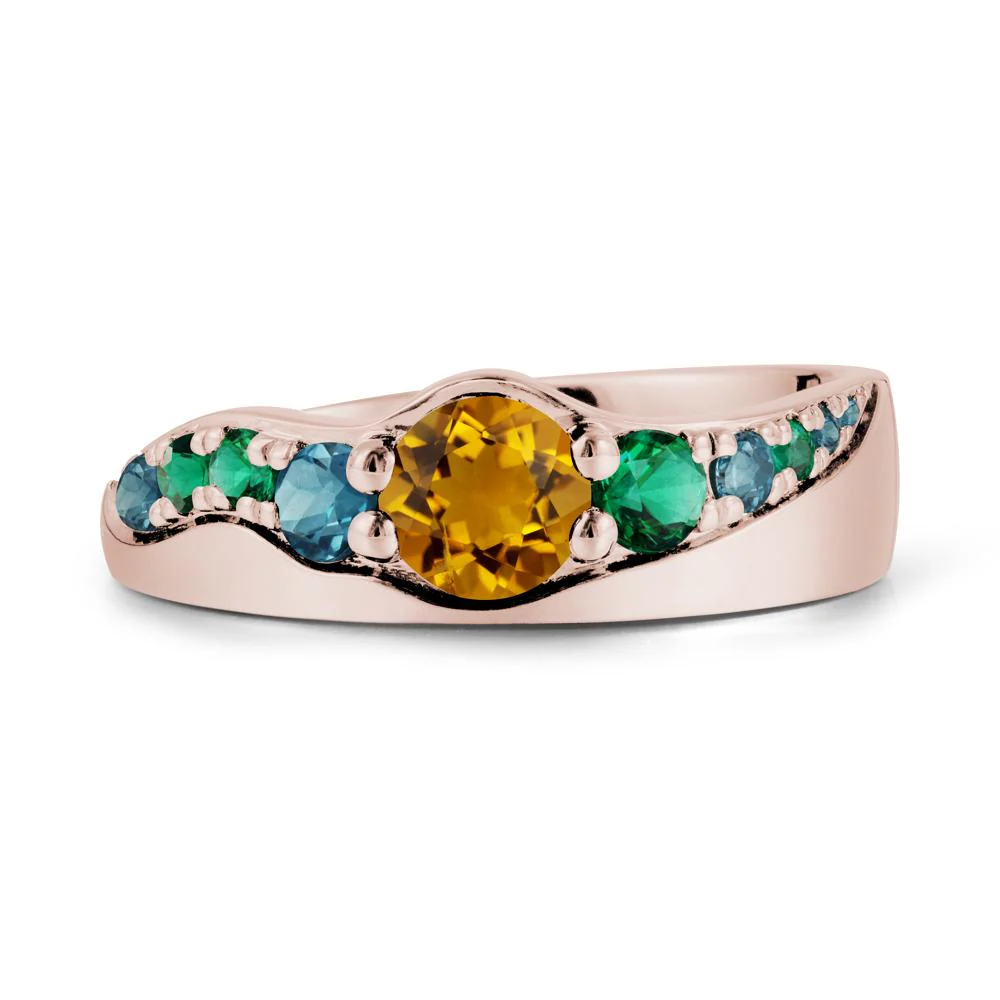 Multi Gemstone Wave Band Citrine Ring - Image 2