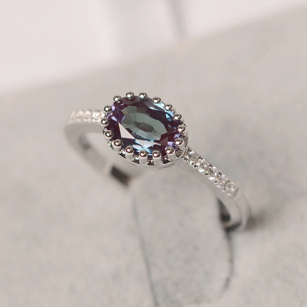 Multi Prong Oval Cut Alexandrite Ring