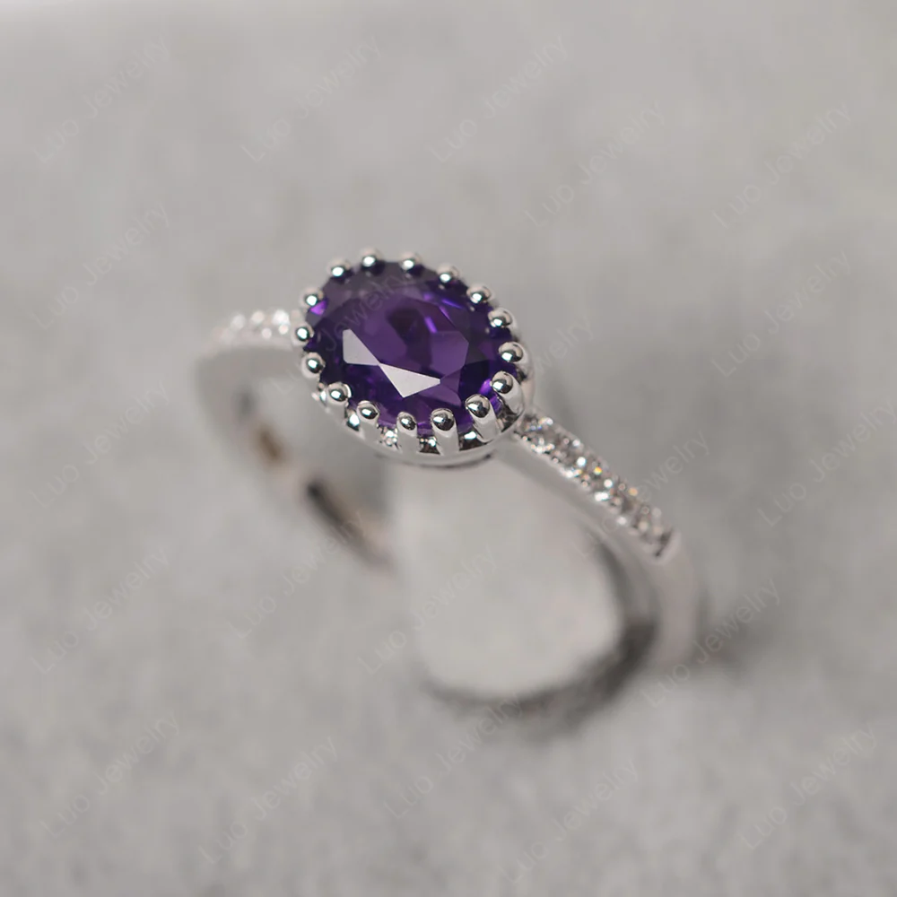 Multi Prong Oval Cut Amethyst Ring - Image 2