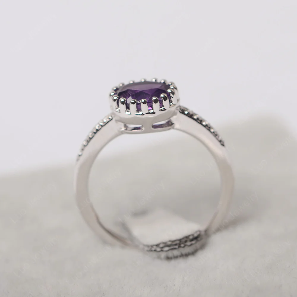 Multi Prong Oval Cut Amethyst Ring - Image 3