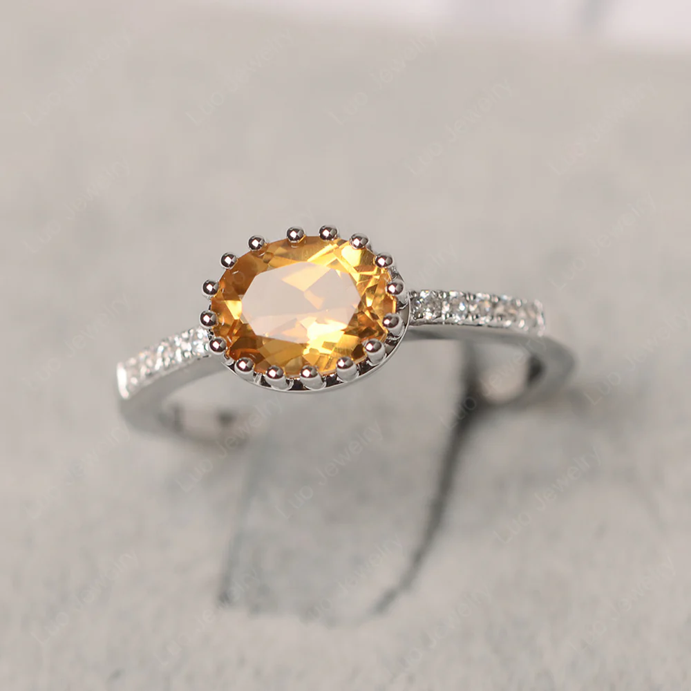 Multi Prong Oval Cut Citrine Ring