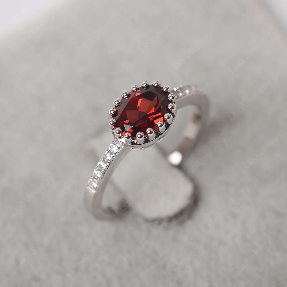 Multi Prong Oval Cut Garnet Ring - Image 2