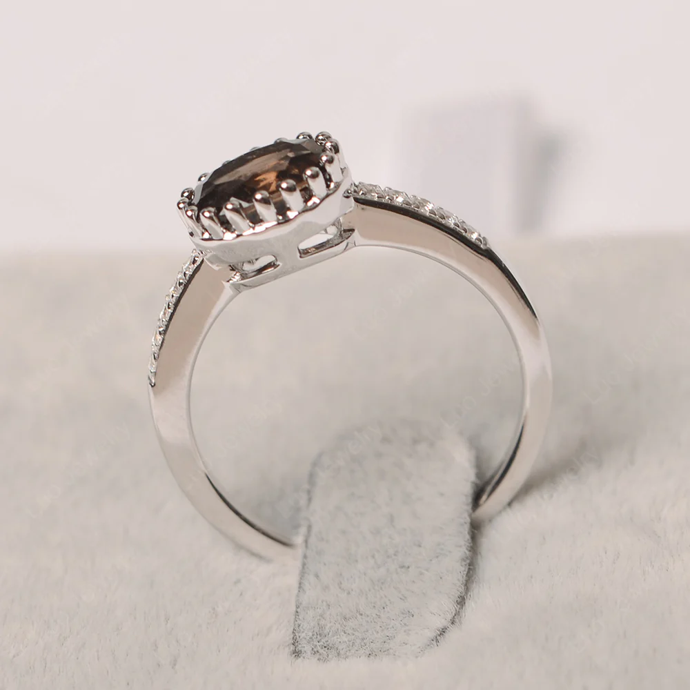 Multi Prong Oval Cut Smoky Quartz Ring - Image 2
