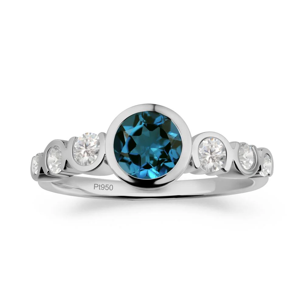 Multi Round Cut London Blue Topaz Ring - Image 4