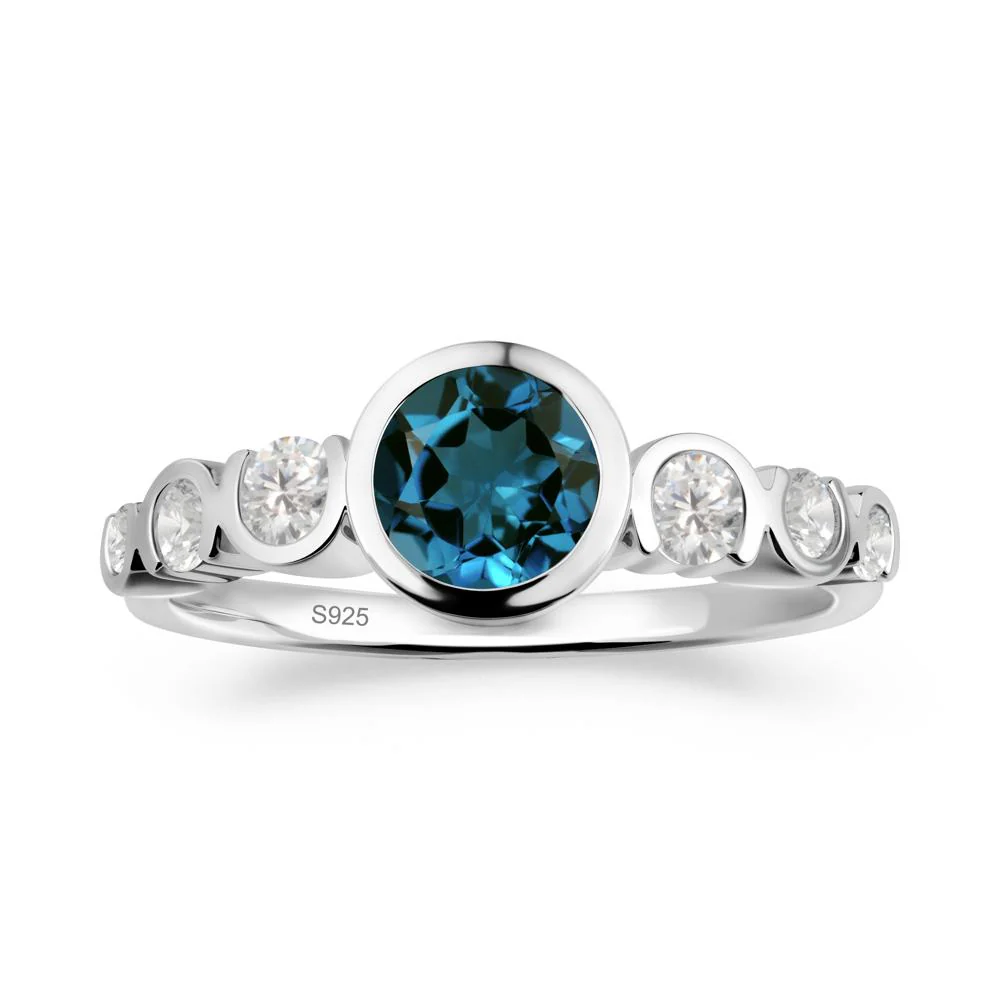 Multi Round Cut London Blue Topaz Ring - Image 7