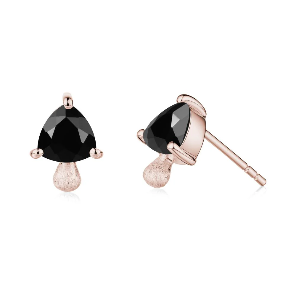 Mushroom Trillion Cut Black Spinel Stud Earrings - Image 2