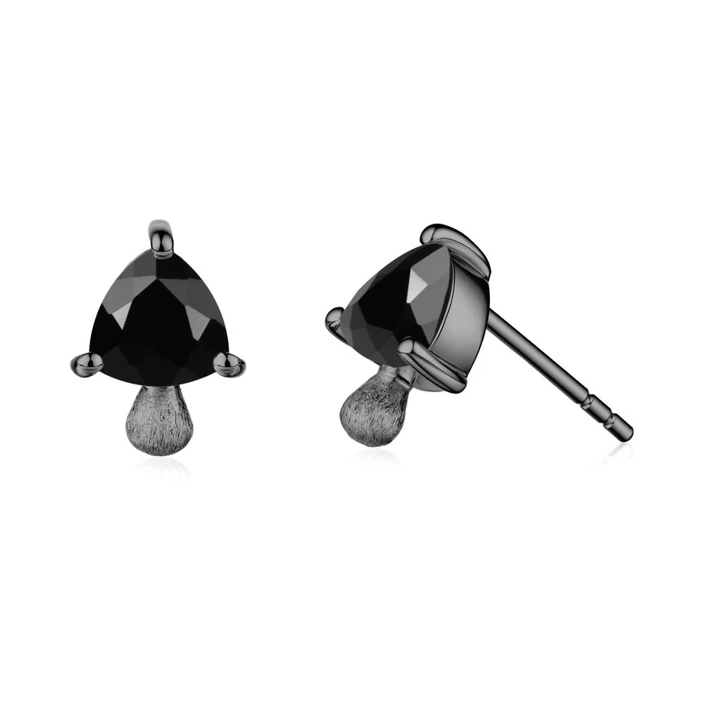 Mushroom Trillion Cut Black Spinel Stud Earrings - Image 8