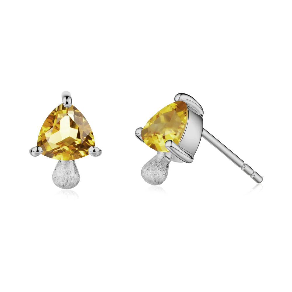 Mushroom Trillion Cut Citrine Stud Earrings - Image 4