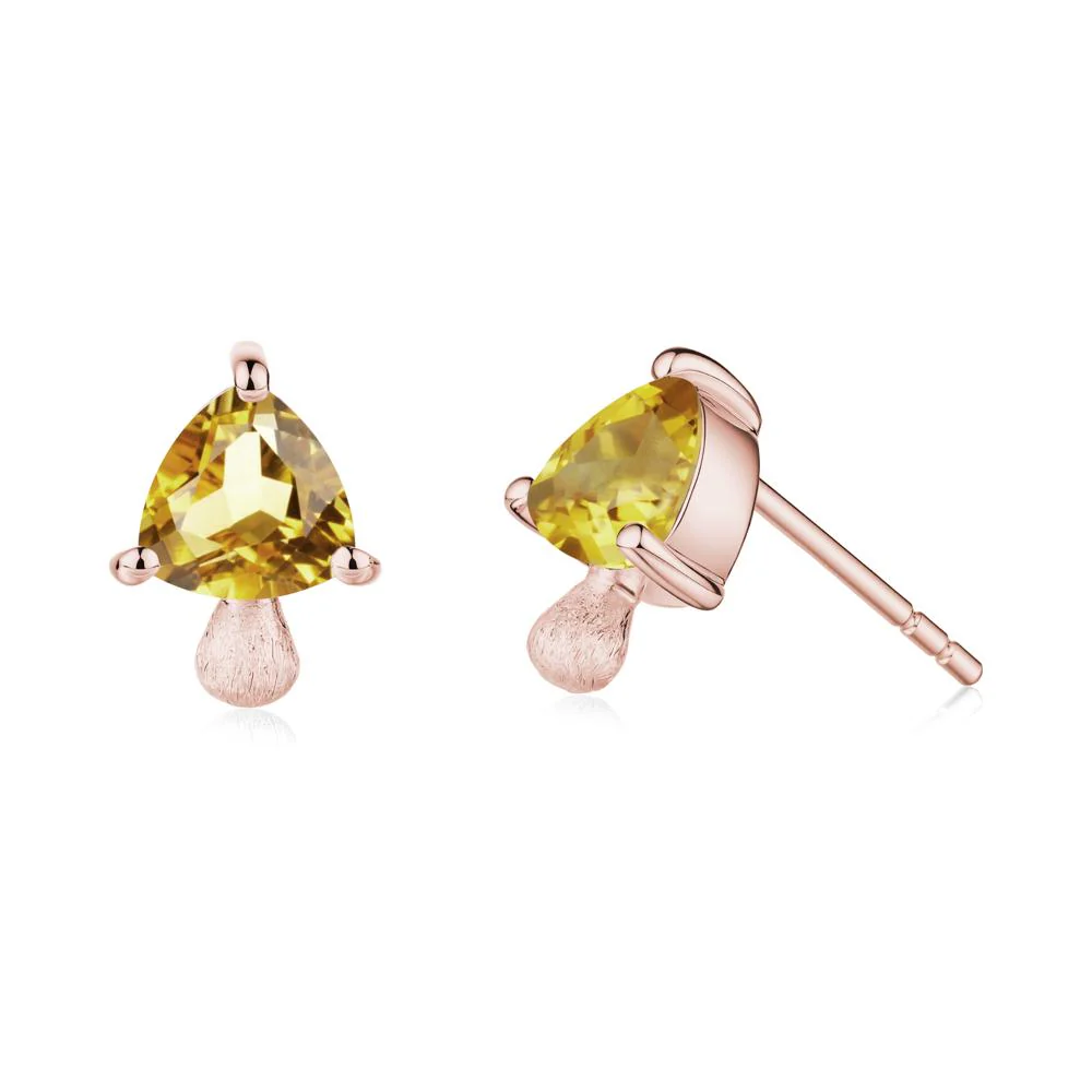 Mushroom Trillion Cut Citrine Stud Earrings - Image 8