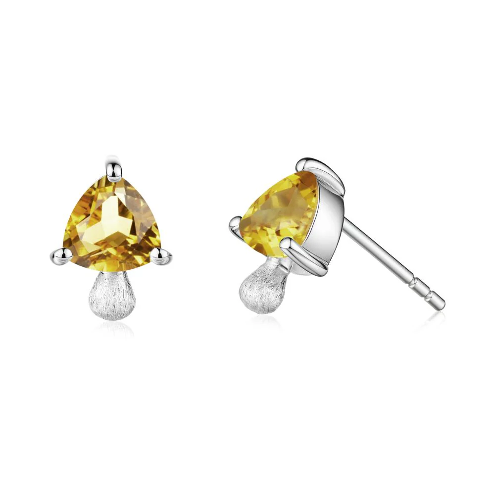 Mushroom Trillion Cut Citrine Stud Earrings - Image 9