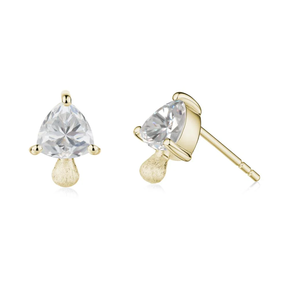 Mushroom Trillion Cut Cubic Zirconia Stud Earrings