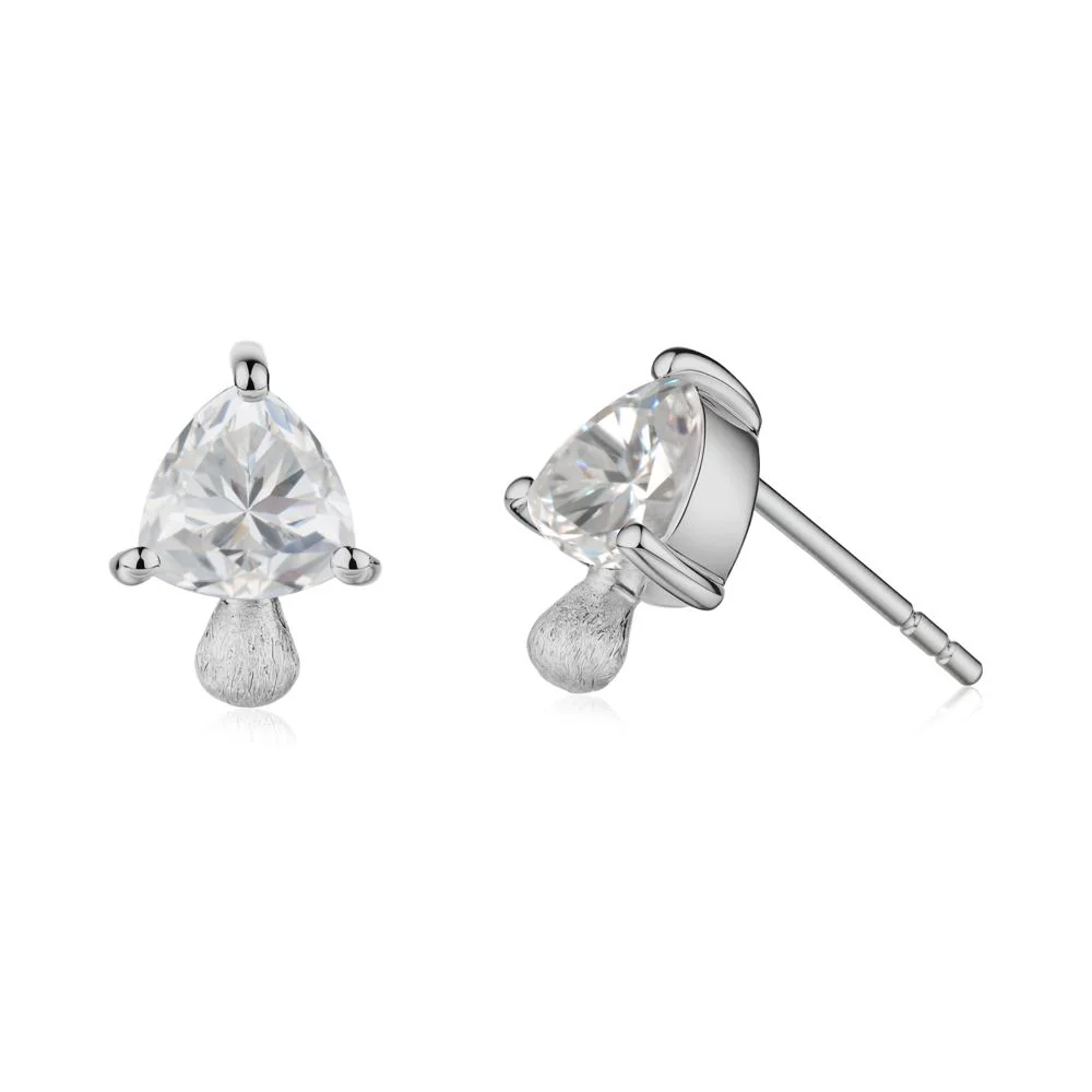 Mushroom Trillion Cut Cubic Zirconia Stud Earrings - Image 3