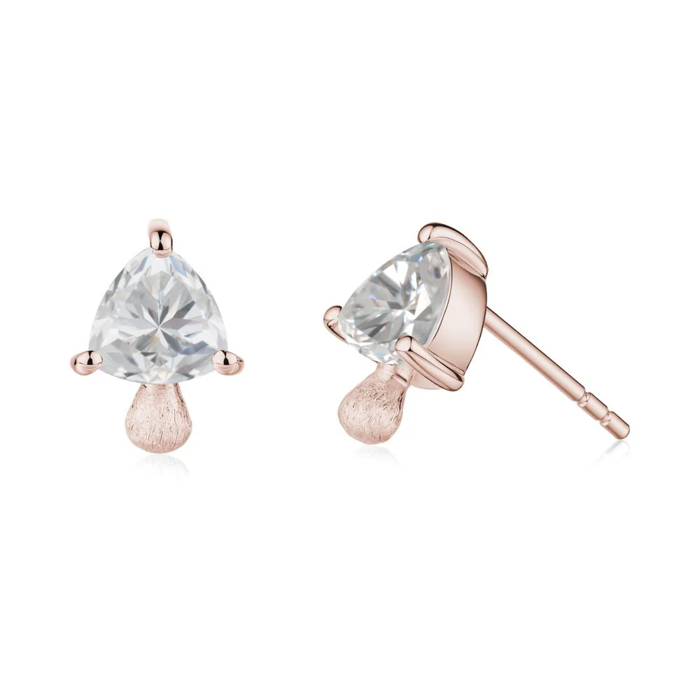 Mushroom Trillion Cut Cubic Zirconia Stud Earrings - Image 5