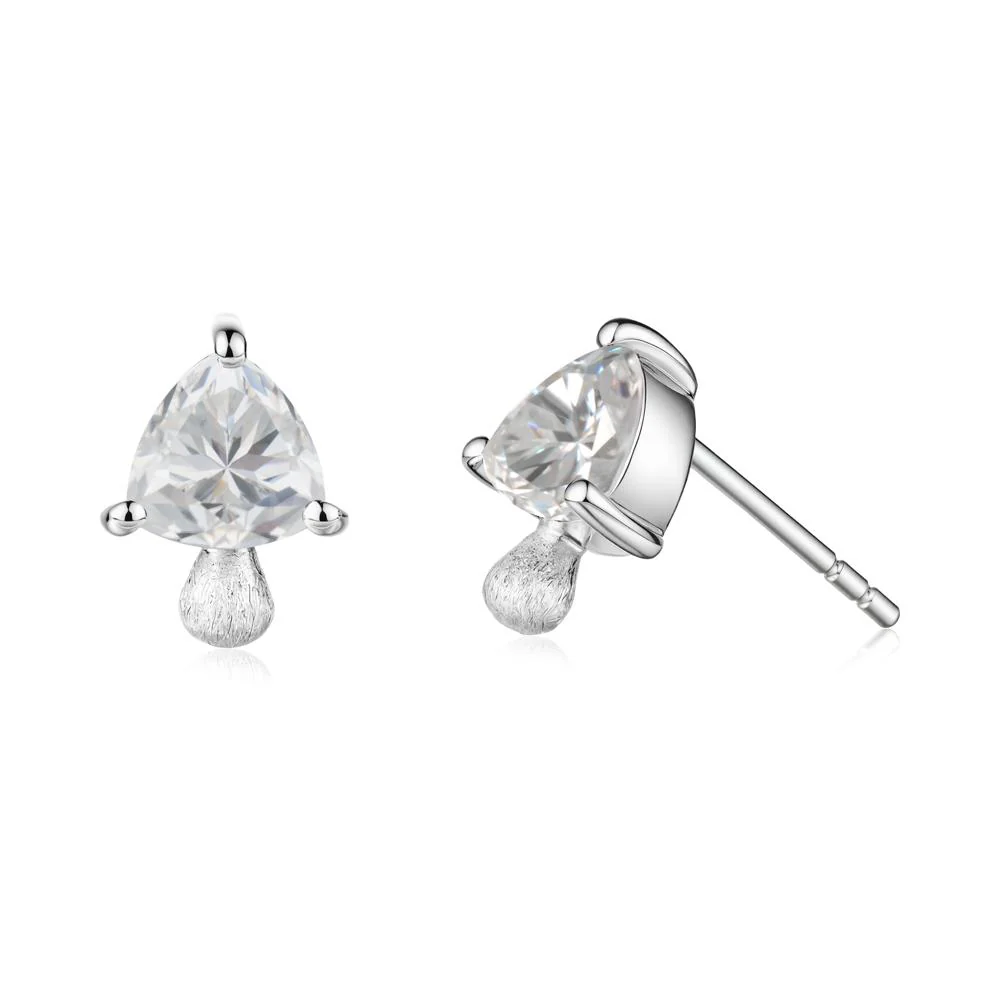 Mushroom Trillion Cut Cubic Zirconia Stud Earrings - Image 6